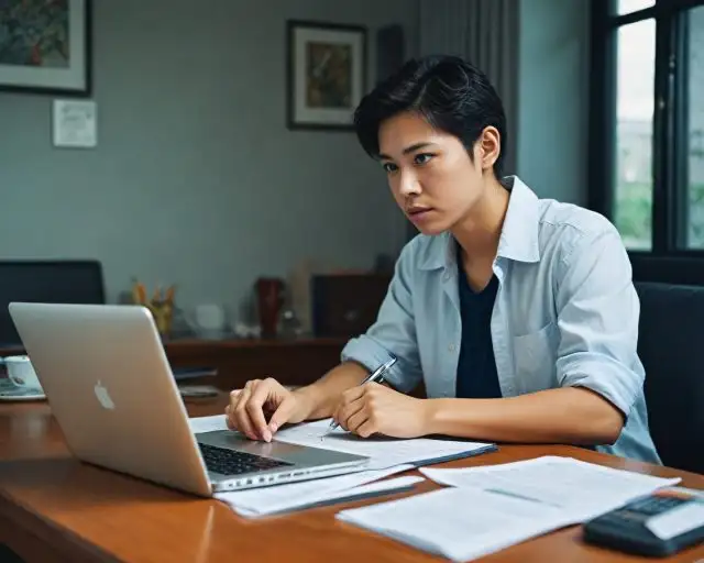 Pessoa analisando score de crédito em um computador